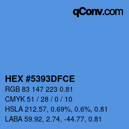 Code couleur: HEX #5393DFCE | qconv.com