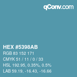 カラーコード: HEX #5398AB | qconv.com