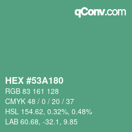 颜色代码: HEX #53A180 | qconv.com