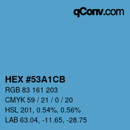 颜色代码: HEX #53A1CB | qconv.com