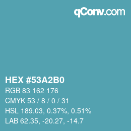 颜色代码: HEX #53A2B0 | qconv.com