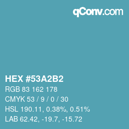 颜色代码: HEX #53A2B2 | qconv.com