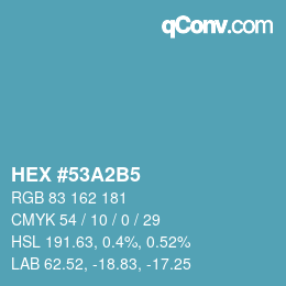 カラーコード: HEX #53A2B5 | qconv.com