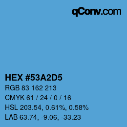 カラーコード: HEX #53A2D5 | qconv.com