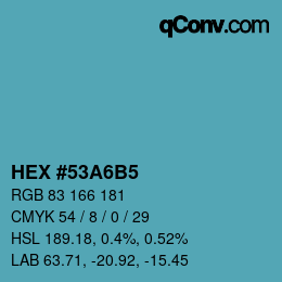 カラーコード: HEX #53A6B5 | qconv.com