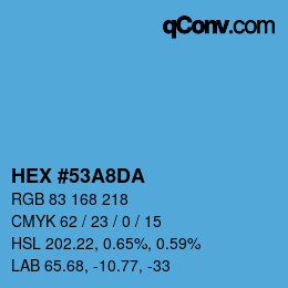 カラーコード: HEX #53A8DA | qconv.com