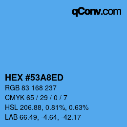 カラーコード: HEX #53A8ED | qconv.com