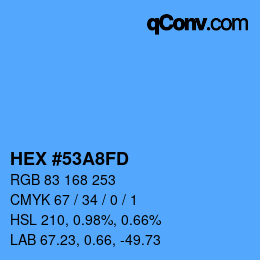 カラーコード: HEX #53A8FD | qconv.com
