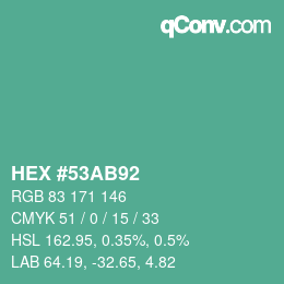 Color code: HEX #53AB92 | qconv.com