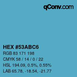 Farbcode: HEX #53ABC6 | qconv.com