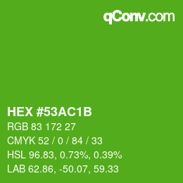 Color code: HEX #53AC1B | qconv.com