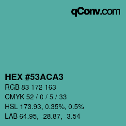 颜色代码: HEX #53ACA3 | qconv.com
