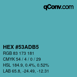 カラーコード: HEX #53ADB5 | qconv.com