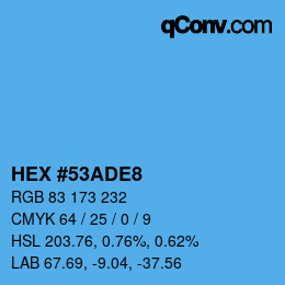 Color code: HEX #53ADE8 | qconv.com