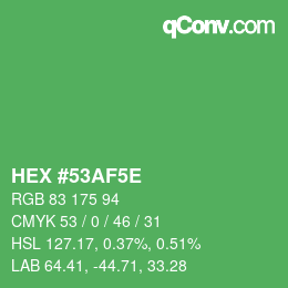 Code couleur: HEX #53AF5E | qconv.com