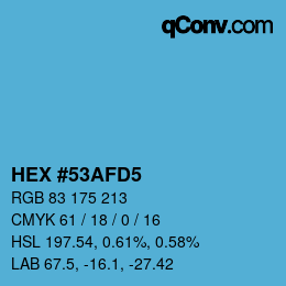 カラーコード: HEX #53AFD5 | qconv.com