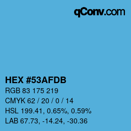 颜色代码: HEX #53AFDB | qconv.com