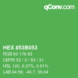 Color code: HEX #53B053 | qconv.com