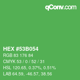 カラーコード: HEX #53B054 | qconv.com