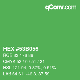 カラーコード: HEX #53B056 | qconv.com