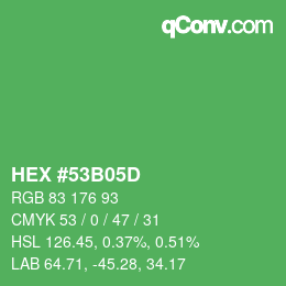 カラーコード: HEX #53B05D | qconv.com