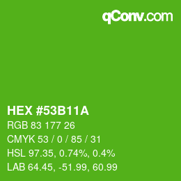 Color code: HEX #53B11A | qconv.com