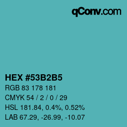 カラーコード: HEX #53B2B5 | qconv.com