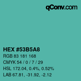 Farbcode: HEX #53B5A8 | qconv.com