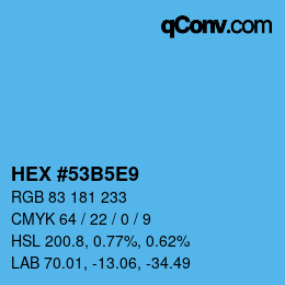 Code couleur: HEX #53B5E9 | qconv.com