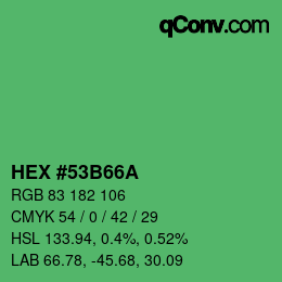 Color code: HEX #53B66A | qconv.com