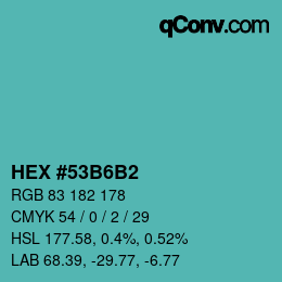 Color code: HEX #53B6B2 | qconv.com