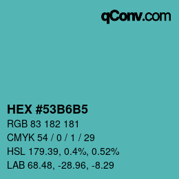 カラーコード: HEX #53B6B5 | qconv.com