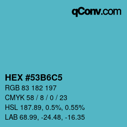 カラーコード: HEX #53B6C5 | qconv.com