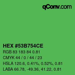 Farbcode: HEX #53B754CE | qconv.com