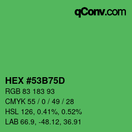 Color code: HEX #53B75D | qconv.com