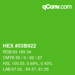 颜色代码: HEX #53B922 | qconv.com