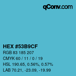 Color code: HEX #53B9CF | qconv.com