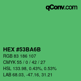 カラーコード: HEX #53BA6B | qconv.com