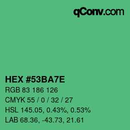 カラーコード: HEX #53BA7E | qconv.com