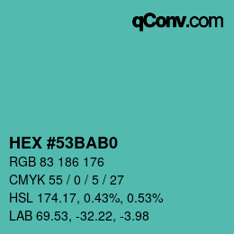 カラーコード: HEX #53BAB0 | qconv.com