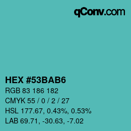 Color code: HEX #53BAB6 | qconv.com