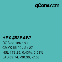 Color code: HEX #53BAB7 | qconv.com