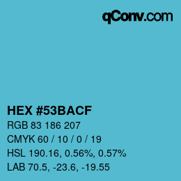 Color code: HEX #53BACF | qconv.com