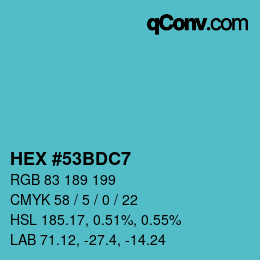 カラーコード: HEX #53BDC7 | qconv.com