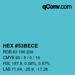 Color code: HEX #53BECE | qconv.com
