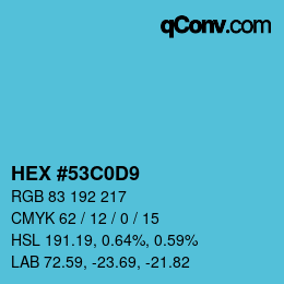 カラーコード: HEX #53C0D9 | qconv.com