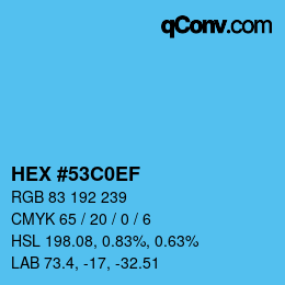 Color code: HEX #53C0EF | qconv.com