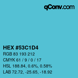 Farbcode: HEX #53C1D4 | qconv.com