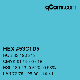 Farbcode: HEX #53C1D5 | qconv.com