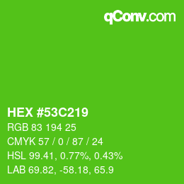 颜色代码: HEX #53C219 | qconv.com